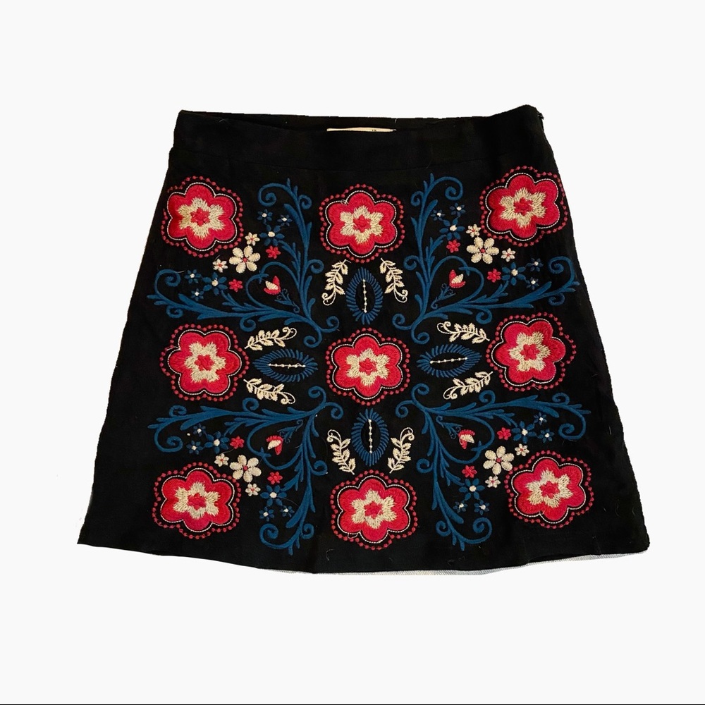 Boho floral embroidery skirt